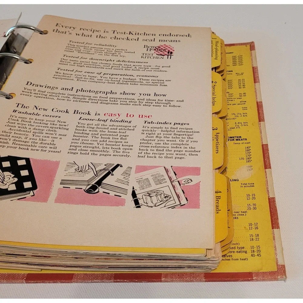 Better Homes and Gardens New Cook Book 1962 Red Gingham Binder Vintage